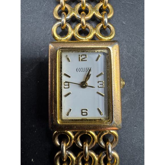 Vintage Ecclissi Quartz Women\'s Watch Gold Tone Bracelet Band 80060 19.4mm main image 7